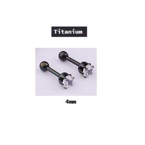 Black ~ 4mm ~ Titanium Six Prong Round Swarovski Crystal Earring